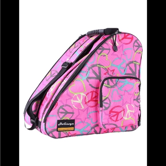 holisign Other - Holisogn Ice, Inline, and Roller Skate Bag Peace sign Pink Zippered